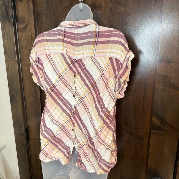 Maurices Outfit Purple plaid button down W Purple shorts Size M top 9/10 bottom - Picture 10 of 16